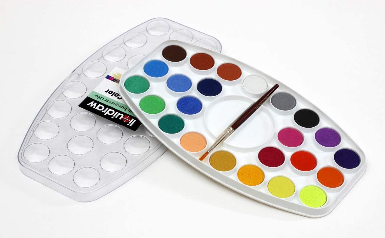 Liquidraw Watercolor Paint Set 24 Colours with Palette & Brush Waterco